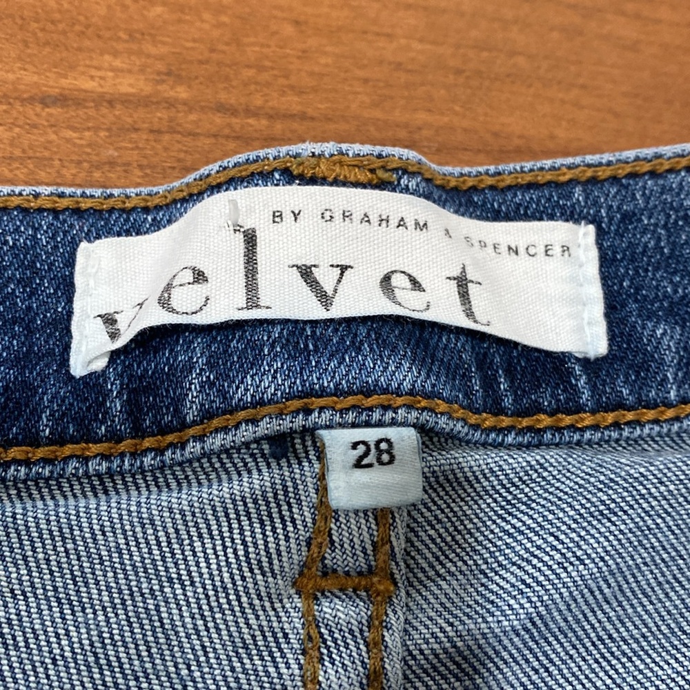 Velvet By Graham & Spencer Harlow High Rise Wide Leg Anchor Wash Denim Jeans 28 - Picture 7 of 10